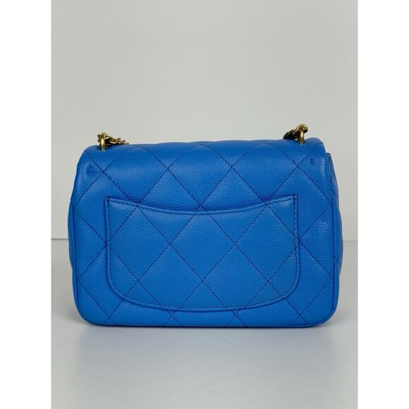 Chanel Mini Heart Chain Flap Bag Blue Caviar Leather D-7 - Picture 4 of 16